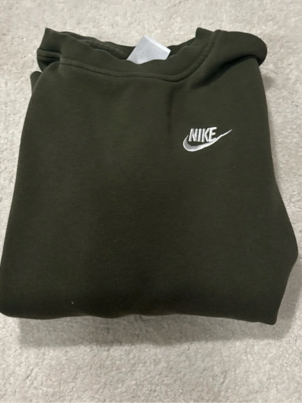 Nike Kids Olive Green Crewneck Logo